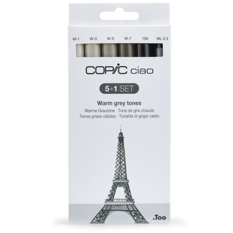 220565 COPIC CIAO КОМПЛЕКТ - 5+1 СИВИ ТОНОВЕ WARM GREY - Изображение 1