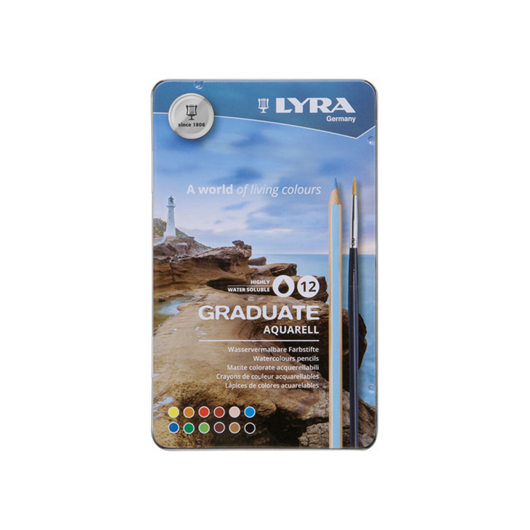 288120 LYRA GRADUATE АКВАРЕЛНИ МОЛИВИ КОМПЛЕКТ В МЕТАЛНА КУТИЯ 12ЦВ - Изображение 1