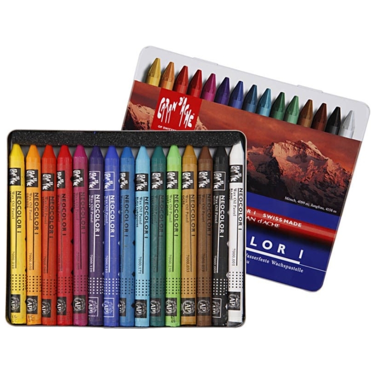 700315-82866 CARAN D'ACHE ВОСЪЧНИ ПАСТЕЛИ NEOCOLOR I КОМПЛЕКТ 15 ЦВ - Изображение 1