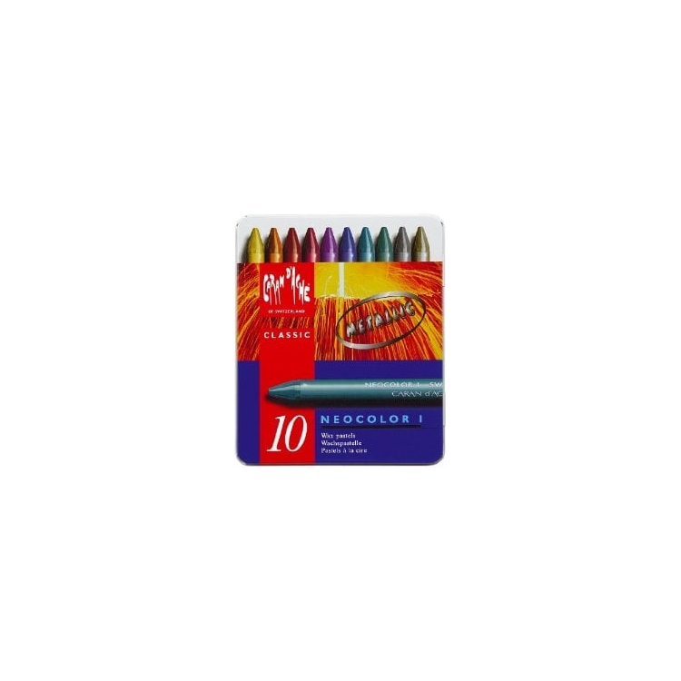 704310-82865 CARAN D'ACHE ВОСЪЧНИ ПАСТЕЛИ МЕТАЛИЦИ NEOCOLOR I 10 ЦВ - Изображение 1