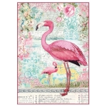 STAMPERIA PINK FLAMINGO ДЕКУПАЖНА ОРИЗОВА ХАРТИЯ А4-DFSA4273