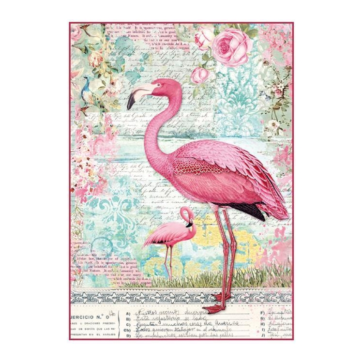 710087-156528 STAMPERIA PINK FLAMINGO ДЕКУПАЖНА ОРИЗОВА ХАРТИЯ А4-DFSA4273 - Изображение 1