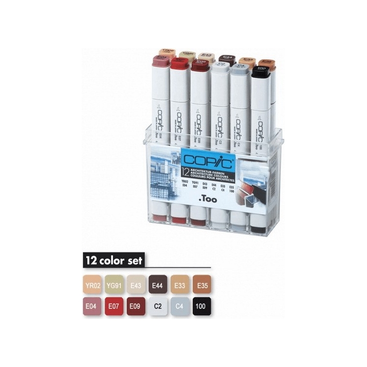 COPIC MARKER КОМПЛЕКТ - ARCHITECTURE COLOURS 12 ЦВ. - Изображение 2