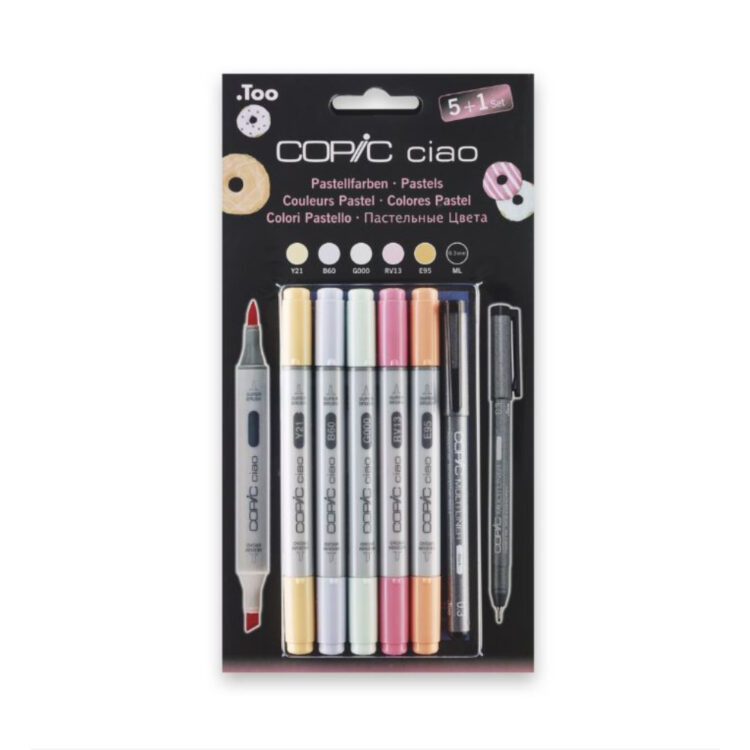 220555 COPIC CIAO КОМПЛЕКТ - 5+1 ПАСТЕЛНИ ЦВЕТОВЕ - Изображение 1