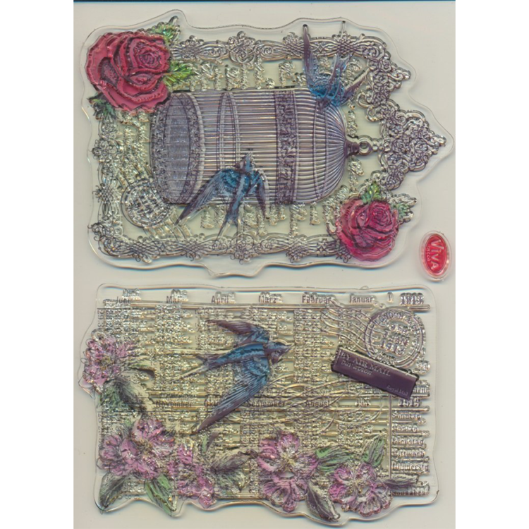 403094-106321 VIVA DECOR СИЛИКОНОВИ ПЕЧАТИ - BIRDCAGE & SWALLOWS - Изображение 1