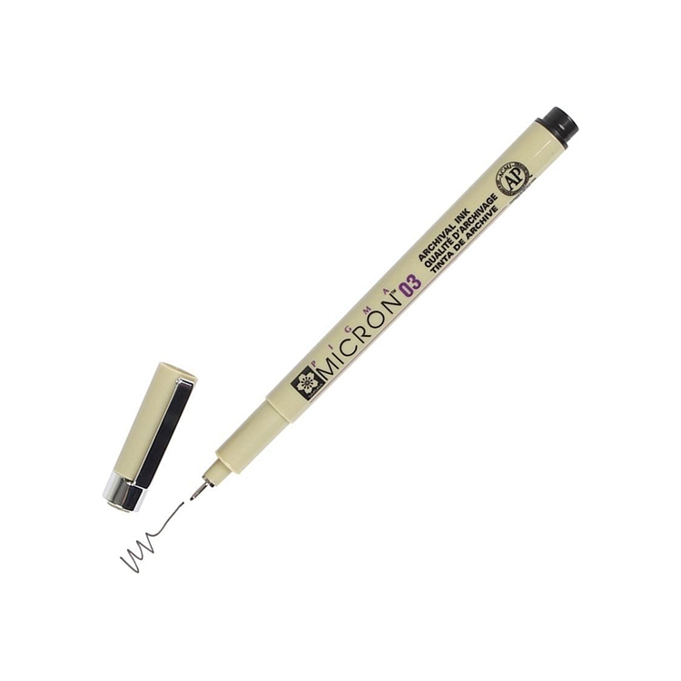 03 black_ SAKURA PIGMA MICRON ТЪНКОПИСЕЦ 03 BLACK - XSDK03#49 - Изображение 1