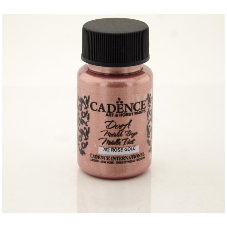 202-rose-gold-dora-metalik-boya CADENCE АКРИЛНА БОЯ МЕТАЛИК DORA 50 МЛ. - ROSE GOLD 202 - Изображение 1