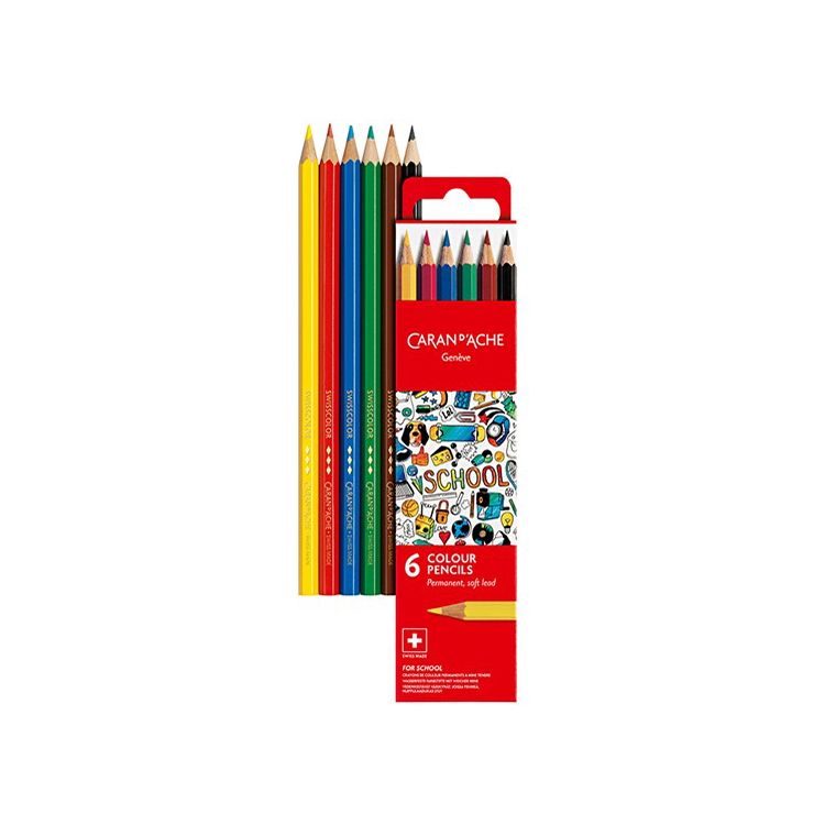 291706 CARAN D'ACHE SCHOOL ЦВЕТНИ МОЛИВИ 6 ЦВ. - Изображение 1
