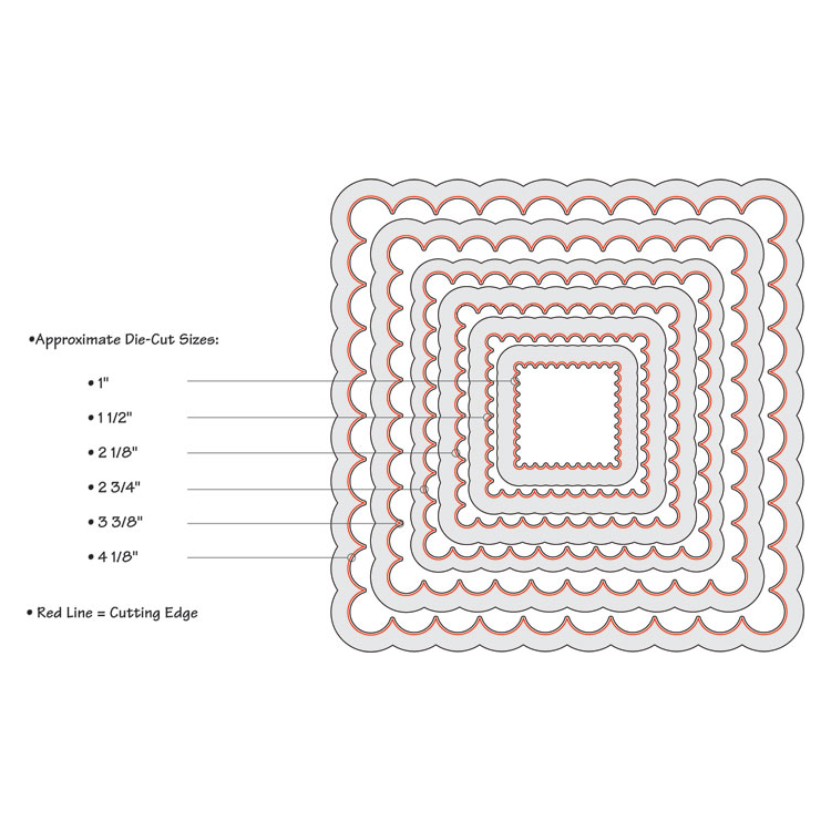 SIZZIX FRAMELITS ЩАНЦИ ЗА ИЗРЯЗВАНЕ - SQUARES, SCALLOP - Изображение 3
