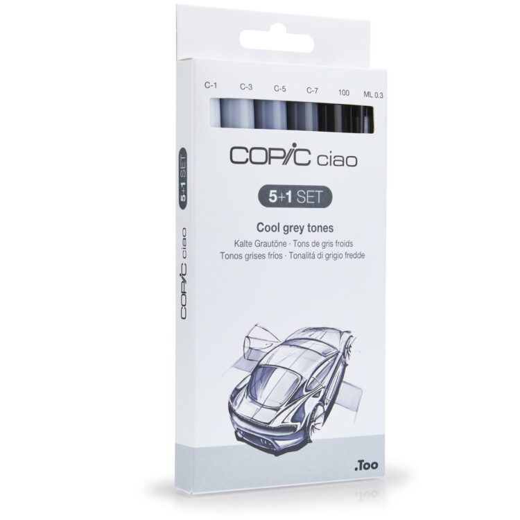 COPIC CIAO КОМПЛЕКТ - 5+1 СИВИ ТОНОВЕ COOL GREY - Изображение 1