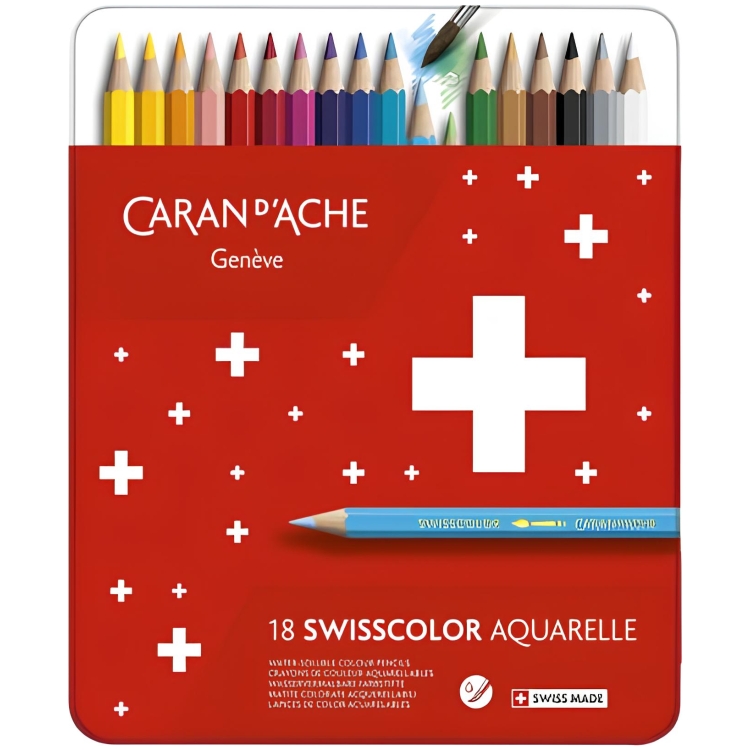 128718 CARAN D'ACHE АКВАРЕЛНИ МОЛИВИ SWISSCOLOR КОМПЛЕКТ 18 ЦВ - Изображение 1