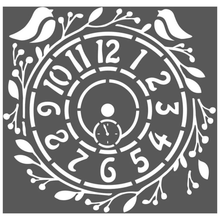 KSTDQ27 STAMPERIA CLOCK MEDIA STENCIL - ШАБЛОН 18 Х 18 СМ - KSTDQ27 - Изображение 1