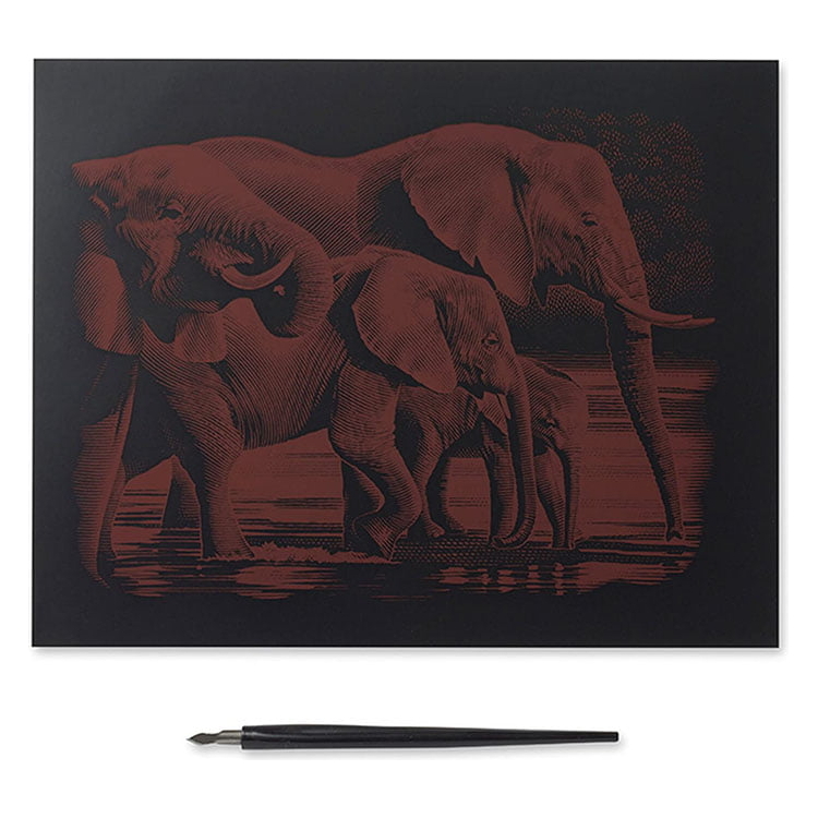 REEVES КОМПЛЕКТ ЗА РИСУВАНЕ С ИЗДРАСКВАНЕ - ELEPHANTS PPCF54 - Изображение 2