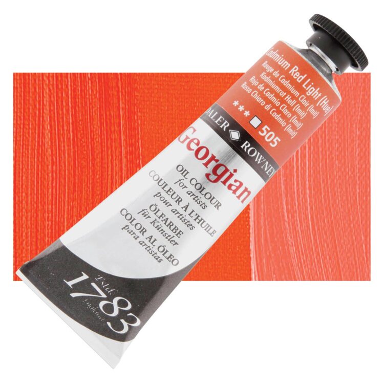 00485_CadmiumRedLightHue_3093-l DALER ROWNEY МАСЛЕНА БОЯ GEORGIAN 38 МЛ. - CADMIUM RED DEEP - Изображение 1