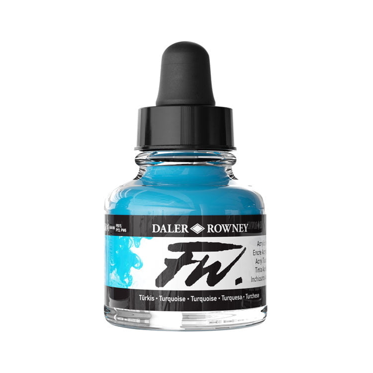 s07-0020p01wl DALER ROWNEY АКРИЛЕН ТУШ FW 29,5 МЛ - TURQUOISE 160029145 - Изображение 1