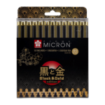 SAKURA PIGMA MICRON 10+2 FINELINERS BLACK AND GOLD EDITION