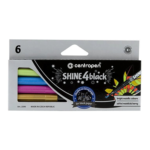CENTROPEN SHINE 4 BLACK MARKERS 6ЦВ. BRIGHT METALLIC COLOURS