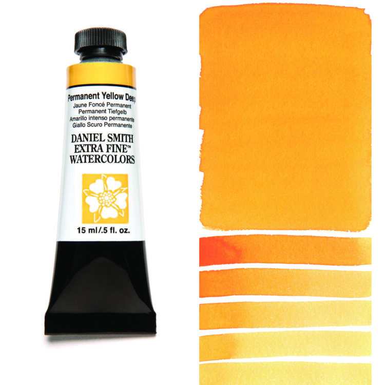 284600133_PERM YEL DP__WC_15ml_tube_swatch DANIEL SMITH АКВАРЕЛНА БОЯ 15МЛ - PERM YELLOW DEEP 284600133 - Изображение 1