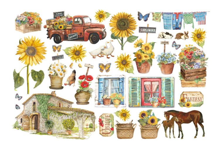 STAMPERIA SUNFLOWER ART EPHEMERA - DFLCT20 - Изображение 2