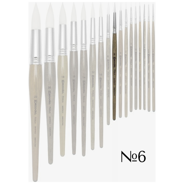 214306 ESCODA ЧЕТКА PERLA СИНТЕТИКА БЯЛА КРЪГЛА 1430 №6 - Изображение 1