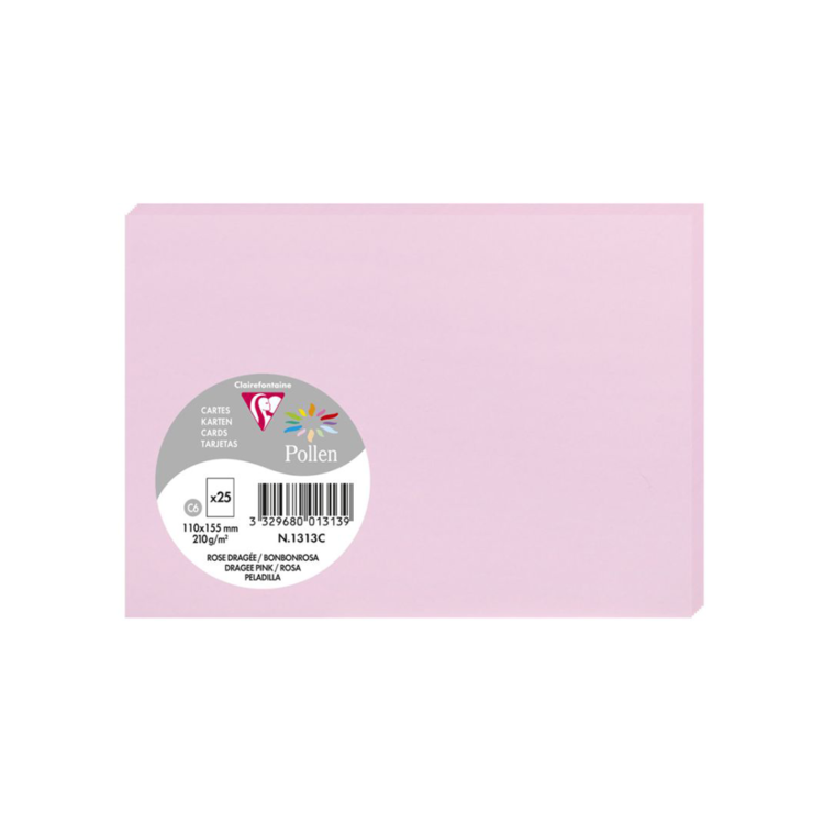 3329680013139.jpg CLAIREFONTAINE КАРТИЧКИ 110/155 ММ 210 ГР - БОНБОНЕНО РОЗОВИ - Изображение 1
