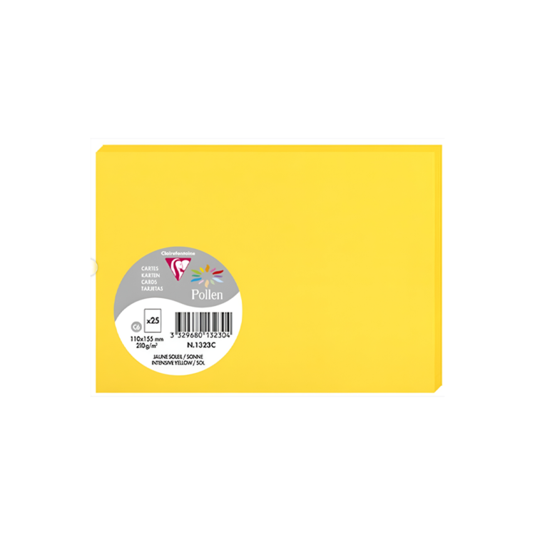 CLAIREFONTAINE КАРТИЧКИ 110/155 ММ 210 ГР - ИНТЕНЗИВНО ЖЪЛТИ - Изображение 1