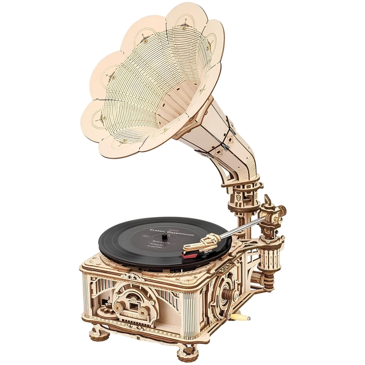 010057 ROBOTIME 3D ДЪРВЕН ПЪЗЕЛ CLASSIC GRAMOPHONE 424 ЧАСТИ LKB01D - Изображение 1