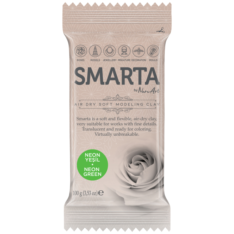 100gr 609326 SMARTA САМОСЪХНЕЩА ГЛИНА 100 ГР - NEON GREEN 25 - Изображение 1