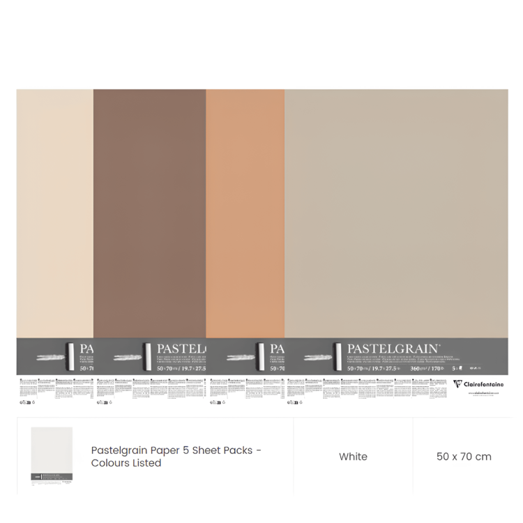 976063 CLAIREFONTAINE ХАРТИЯ PASTELGRAIN 50/70 СМ 360 ГР-WHITE - Изображение 1