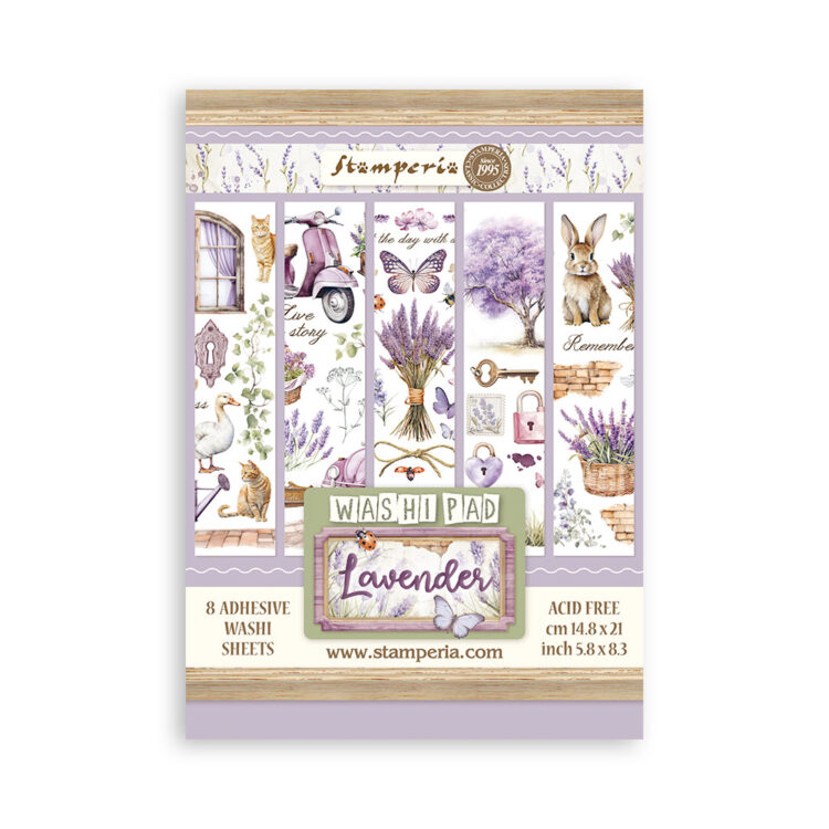 thumb_SBW07_1 STAMPERIA LAVENDER WASHI PAD 8 ЛИСТА A5 -SBW07 - Изображение 1