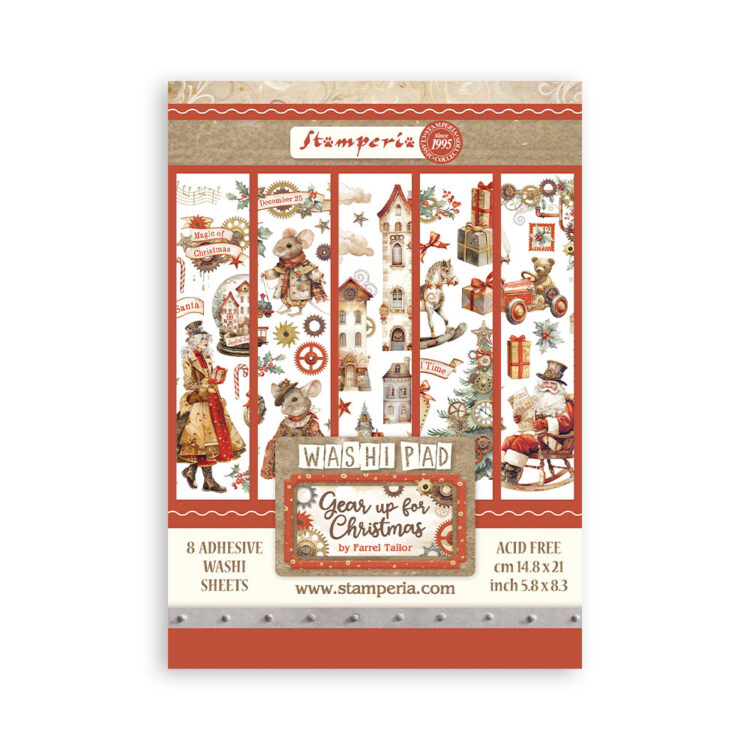 thumb_SBW09_1 STAMPERIA GEAR UP FOR CHRISTMAS WASHI PAD 8 ЛИСТА A5 -SBW09 - Изображение 1