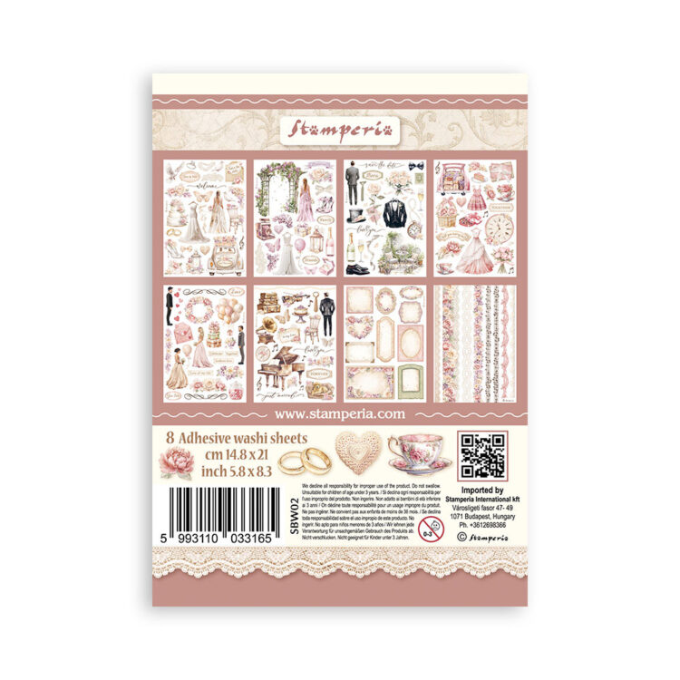STAMPERIA ROMANCE FOREVER WASHI PAD 8 ЛИСТА A5 -SBW02 - Изображение 10