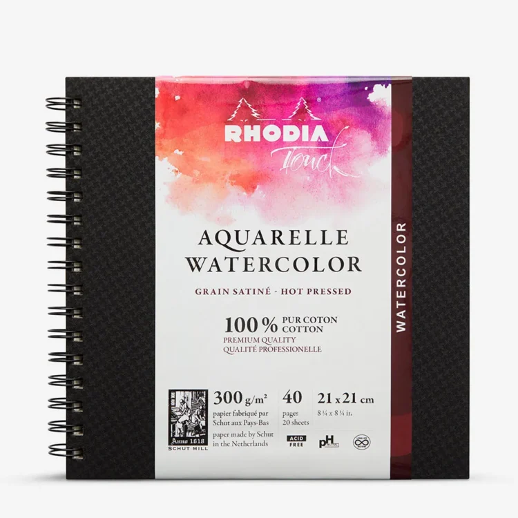 prtwbshp2121 RHODIA TOUCH СКИЦНИК WATERCOLOR GRAIN SATINE 21/21СМ300ГР20Л - Изображение 1