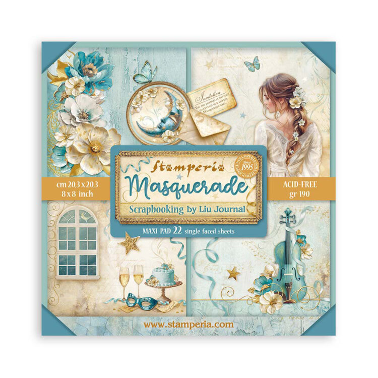 080088 STAMPERIA MASQUERADE БЛОКЧЕ 20,3/20,3 СМ -SBBSXB08 - Изображение 1