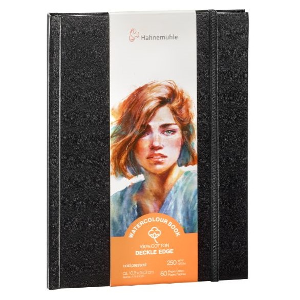 carnet-frange-watercolour-book-deckle-edge-hahnemuhle-103-x-153-portrait-250g-30f-grain-fin HAHNEMUHLE WATERCOLOUR BOOK 250ГР 10.3/15.3 30Л COLD PRESSED - Изображение 1