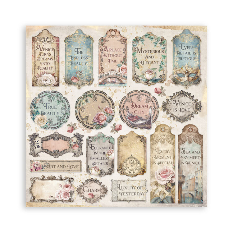 STAMPERIA VENICE БЛОКЧЕ ХАРТИЯ 20,3/20,3 СМ-SBBS128 - Изображение 2