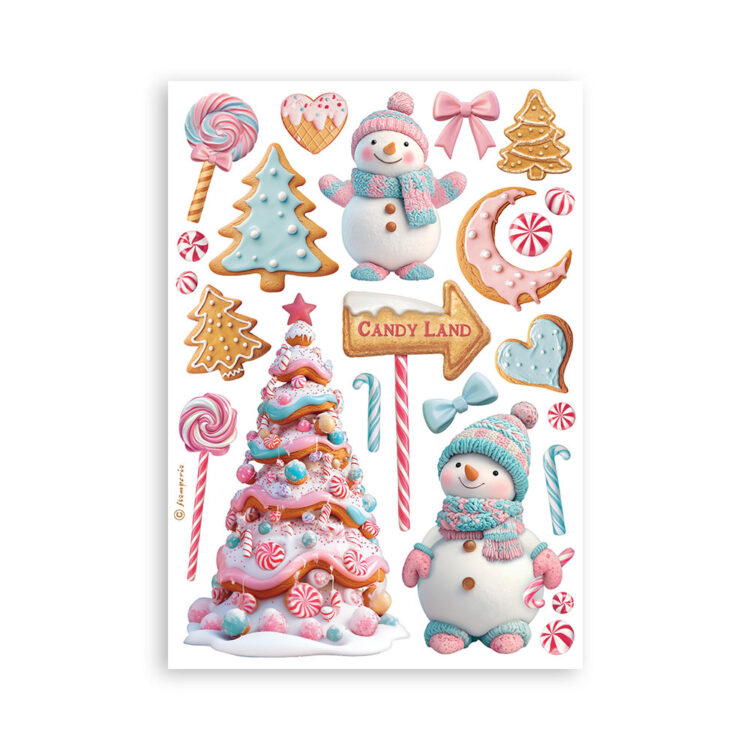 STAMPERIA CANDY CHRISTMAS WASHI PAD 8 ЛИСТА A5 - SBW22 - Изображение 3