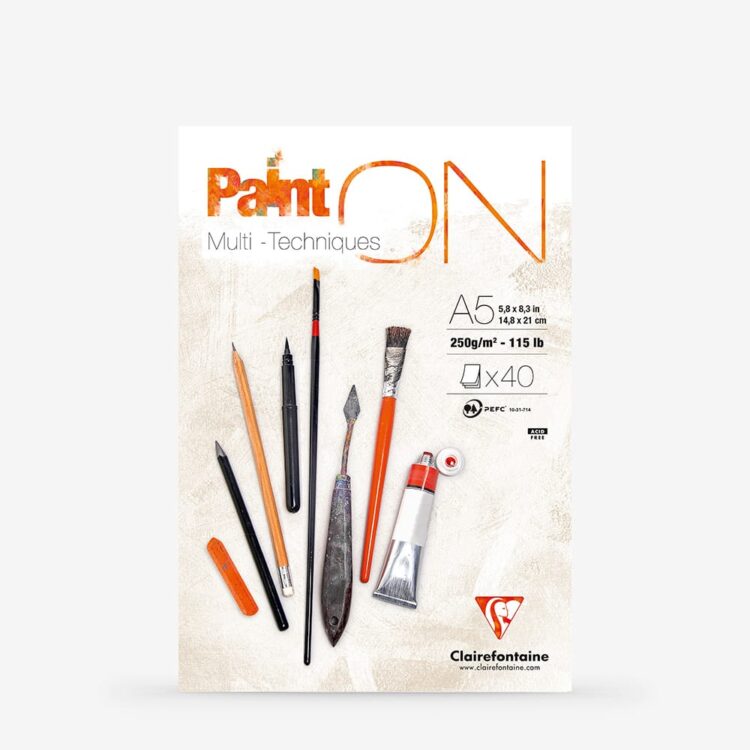 096538 CLAIREFONTAINE СКИЦНИК PAINT ON MIX MEDIA A5 250 ГР 40 Л - Изображение 1
