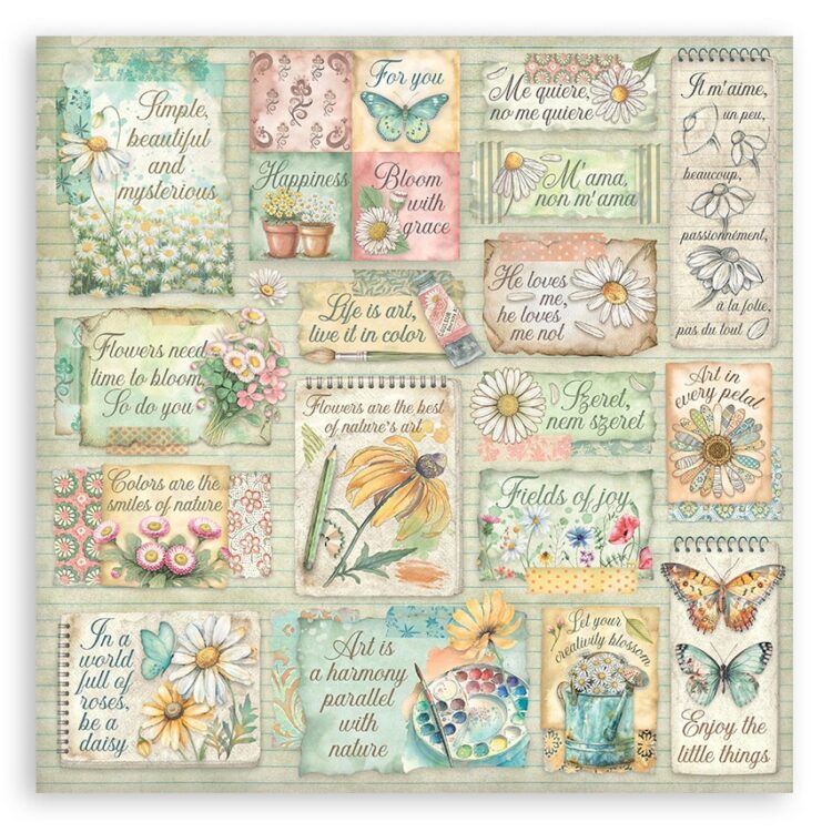 STAMPERIA DAISY ART БЛОКЧЕ ХАРТИЯ 20,3/20,3 СМ - SBBS138 - Изображение 2