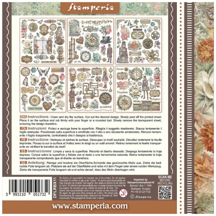 STAMPERIA GARDENS OF TIME RUB ON KIT DFLRBX11 - Изображение 8