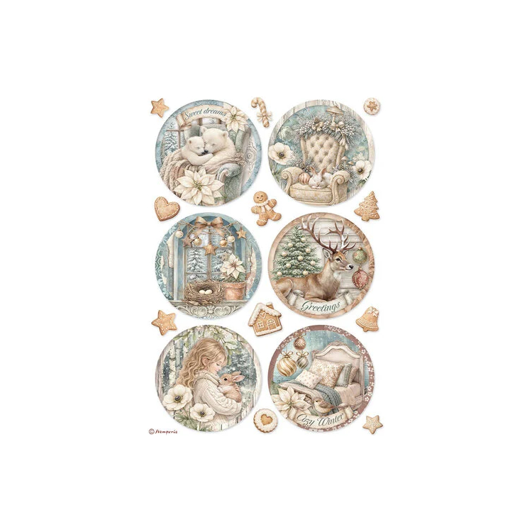 STAMPERIA WHITE CHRISTMAS ДЕКУПАЖНА ОРИЗ ХАРТИЯ А4 - DFSA41144 - Изображение 1